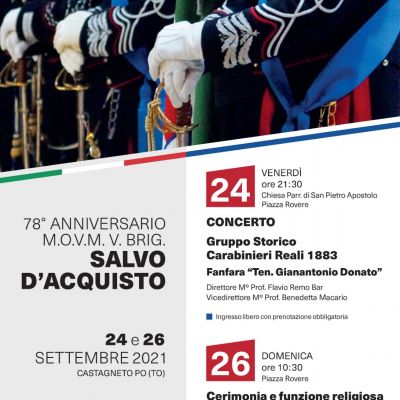 Concerto della Fanfara dei Carabinieri “Ten. Gianantonio Donato” a Castagneto PO (TO)