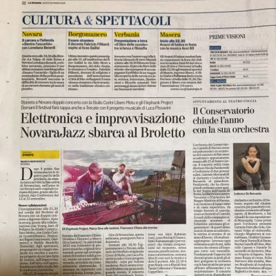 "La Stampa" 30 Maggio 2019 - Elettronica ed Improvvisazione NovaraJazz Sbarca al Broletto