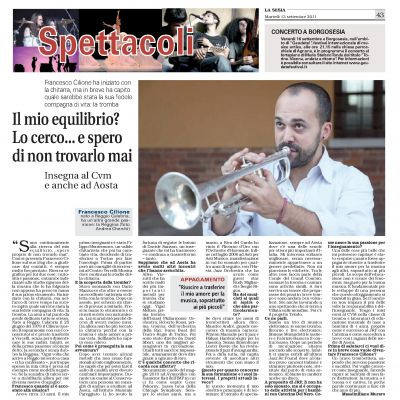 Interview by M. Muraro - "LA SESIA" September 13,  2011