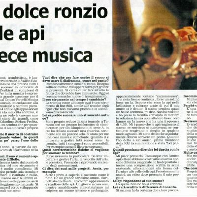 Interview by D. Tortorella - "LA SESIA" August 30, 2016